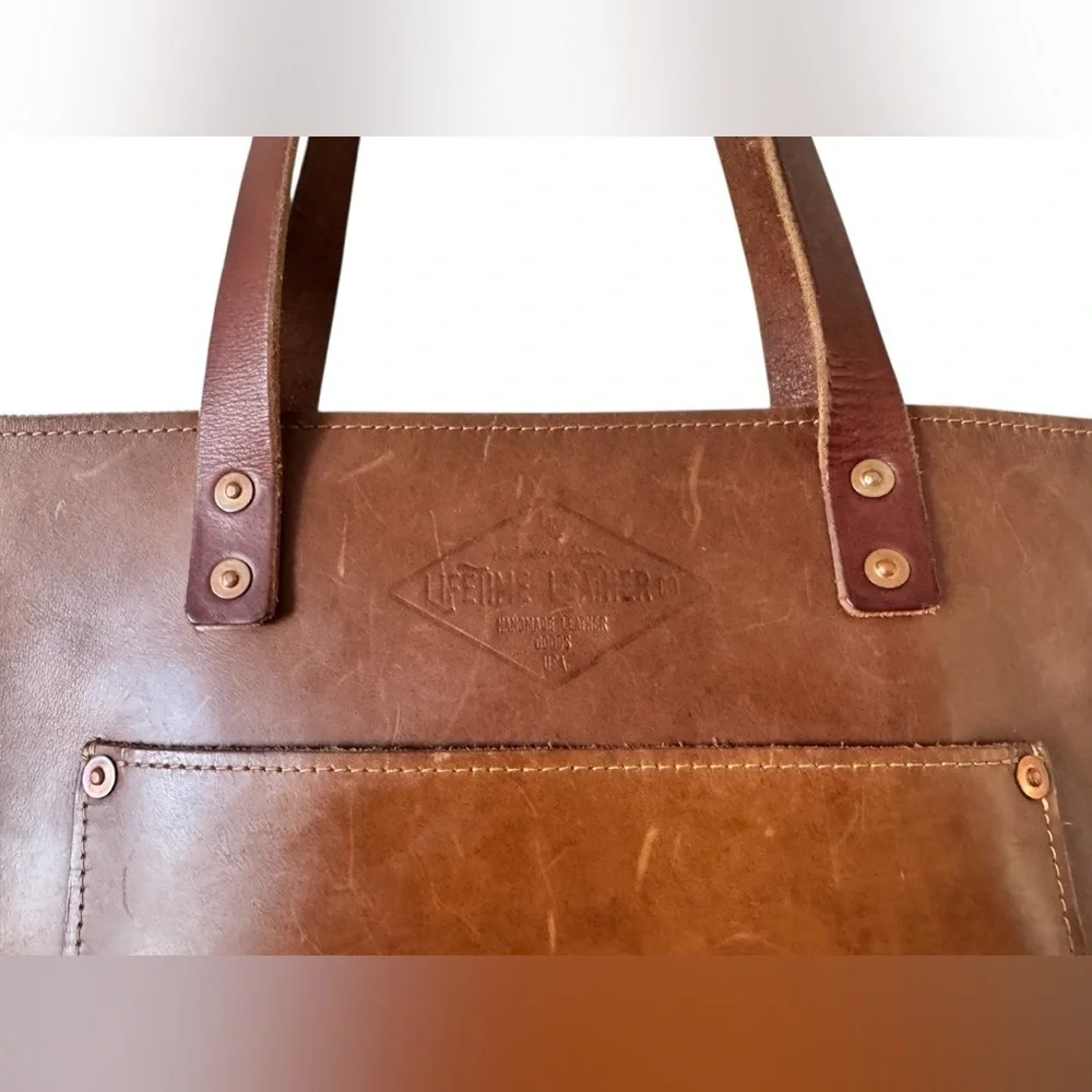 Lifetime Leather Tote Bag Oxford Natural- brown
